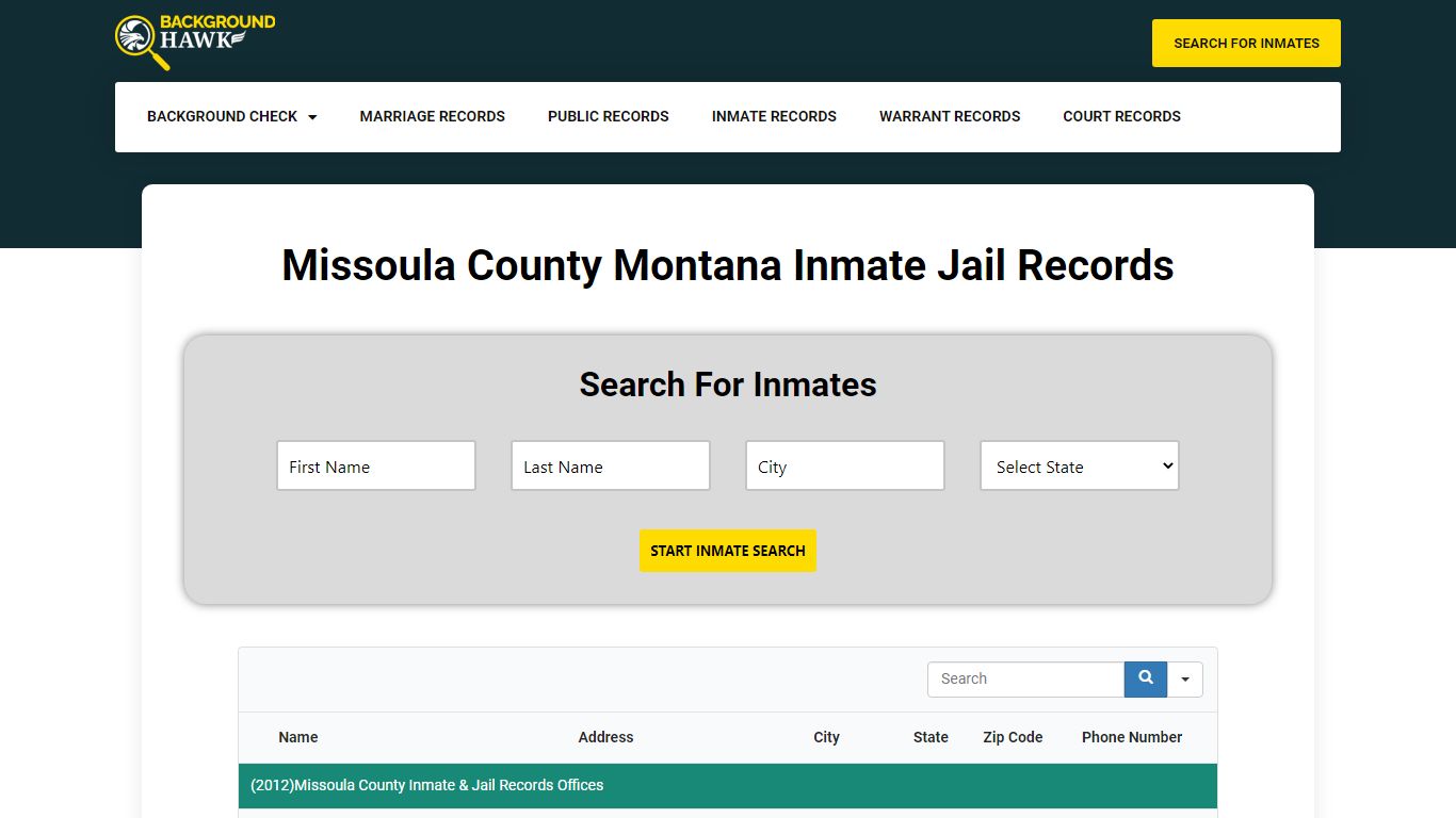 Inmate Jail Records in Missoula County , Montana