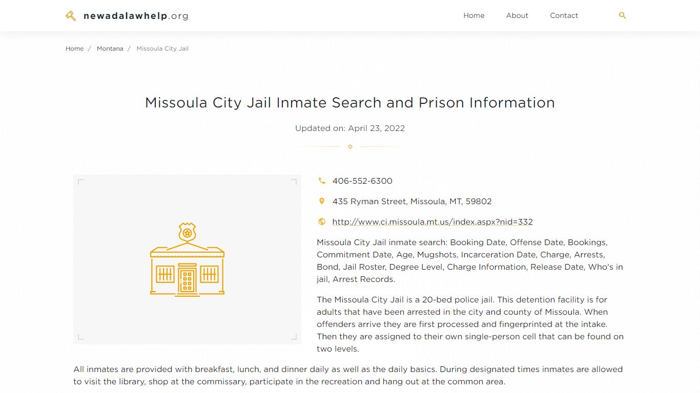 Missoula City Jail Inmate Search, Visitation, Phone no ...